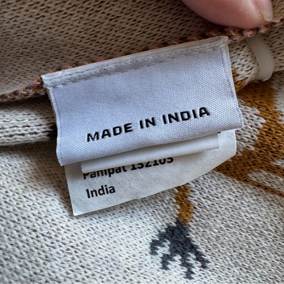 Made In India Baby Knitted Blanket 100% Cotton Soft Cream Brown Approx 39”x31” - Picture 5 of 8